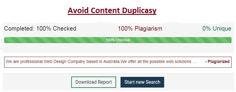 Content Plagiarism/ Duplicasy