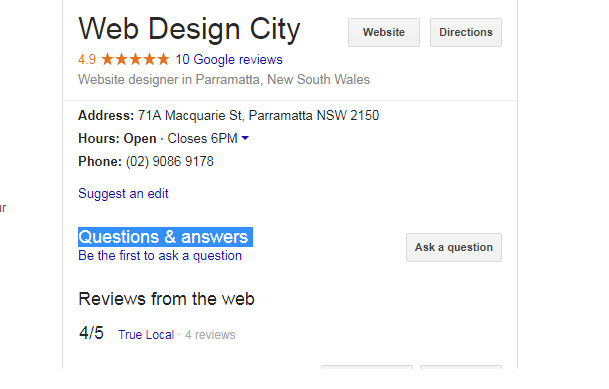 google my business Questions answers